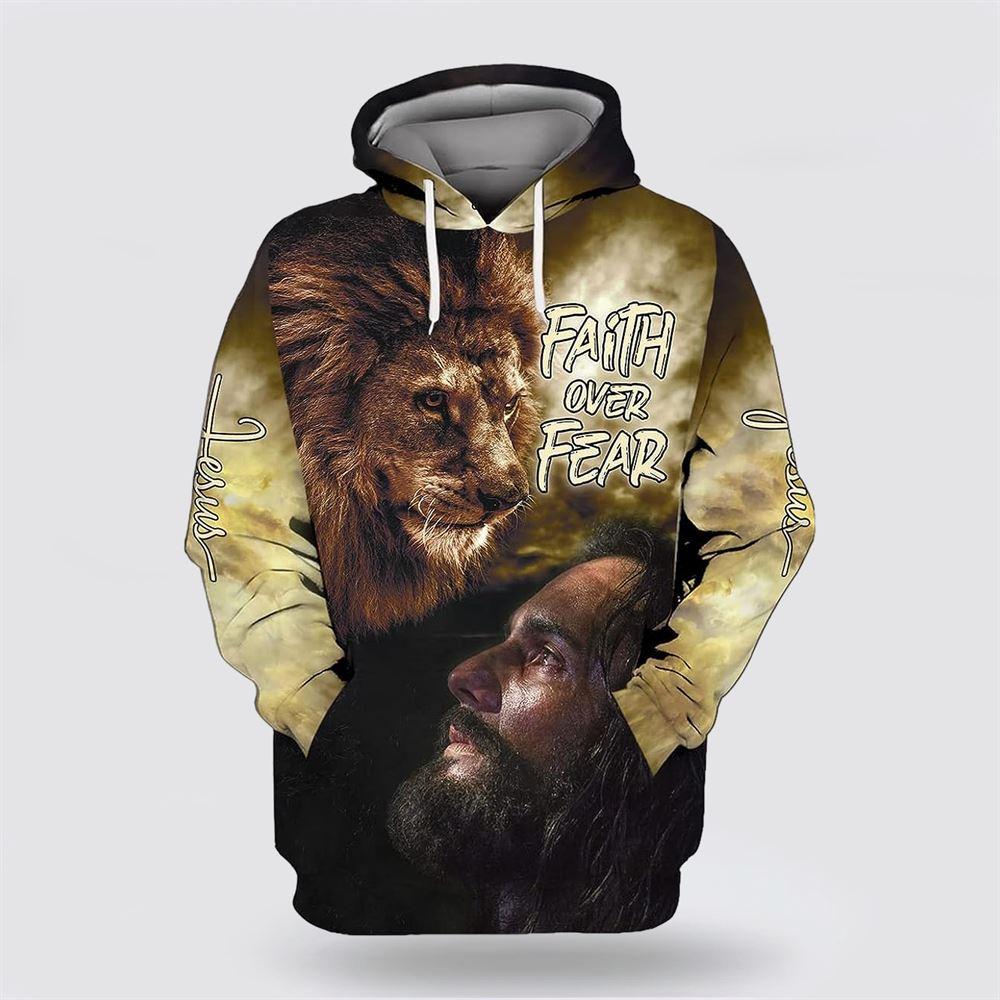 Jesus Lion Face Faith Over Fear All Over Print Hoodie Shirt – Christian Gift For Believers Jesus Lion Face Faith Over Fear All Over Print Hoodie Shirt – Christian Gift For Believers