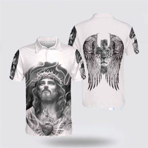Jesus Lion Heart Wings Jesus Polo Shirts…