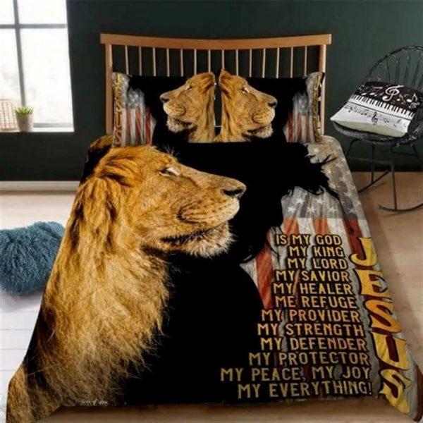 Jesus Lion Of Judah Quilt Bedding Set – Christian Gift For Believers
