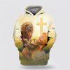 Jesus Lion The Cross All Over Print Hoodie Shirt – Christian Gift For Believers