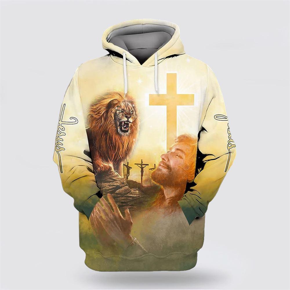Jesus Lion The Cross All Over Print Hoodie Shirt – Christian Gift For Believers Jesus Lion The Cross All Over Print Hoodie Shirt – Christian Gift For Believers