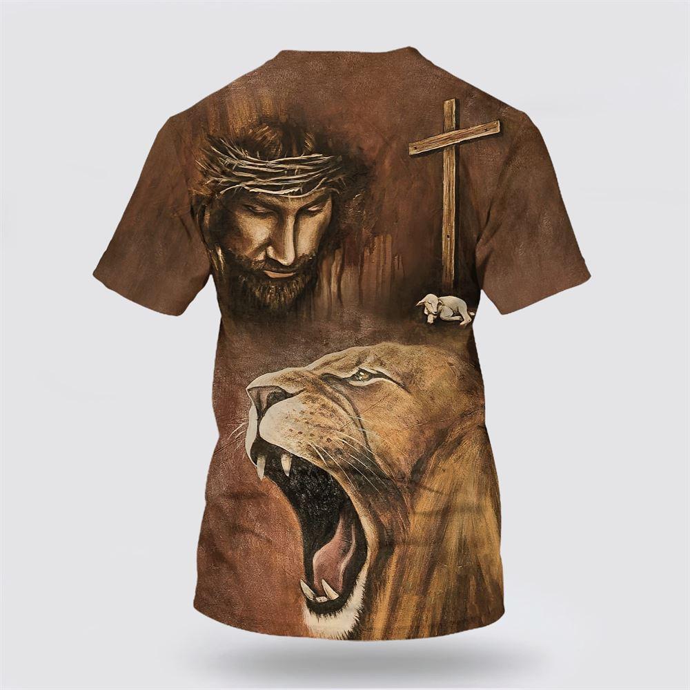 Jesus Lion With The Lamb All Over Print 3D T Shirt – Gifts For Christian Friends Jesus Lion With The Lamb All Over Print 3D T Shirt – Gifts For Christian Friends