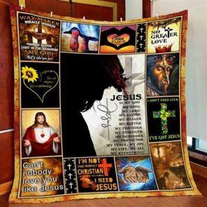 Jesus No Greater Love Christian Quilt Blanket…