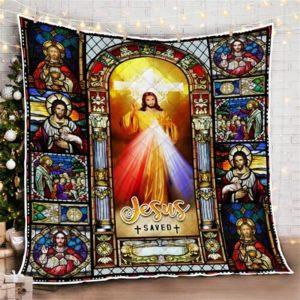 Jesus Of Divine Mercy Christian Quilt Blanket…