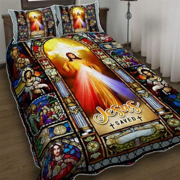 Jesus Of Divine Mercy Quilt Bedding Set – Christian Gift For Believers