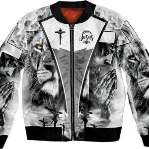Jesus On The Cross With Lion Bomber Jacket Gifts For Jesus Lovers 2 hwczvu.jpg