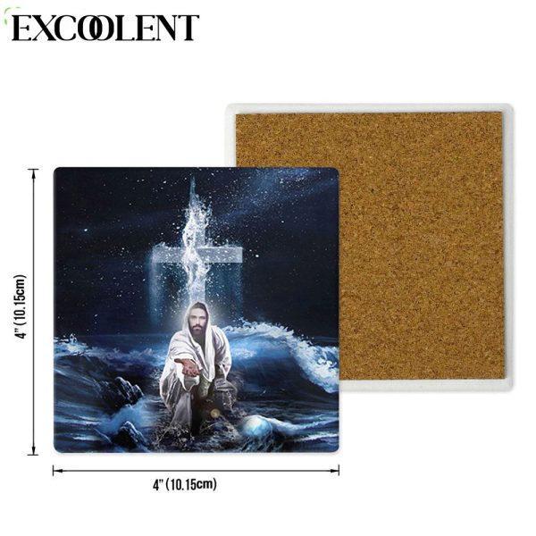 Jesus Outstretched Hands Saves Stone Coasters – Coasters Gifts For Christian