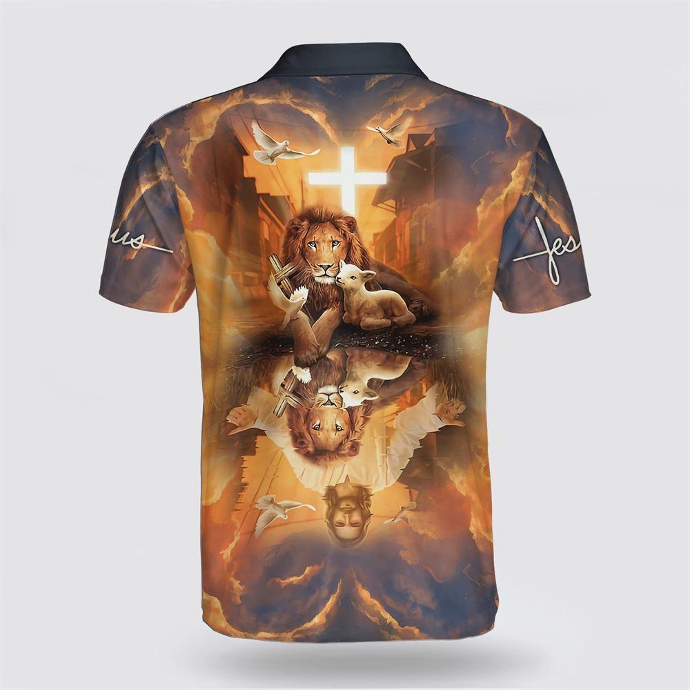 Jesus Picture And Lion Dove Polo Shirt – Gifts For Jesus Lovers