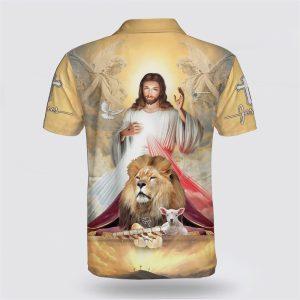 Jesus Potrait And Lion Lamb Polo Shirt Gifts For Jesus Lovers 2 d34m0c.jpg