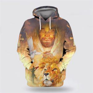 Jesus Praying Lion Dove All Over Print…