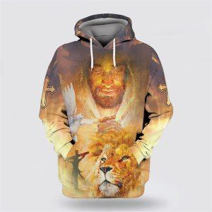 Jesus Praying Lion Dove All Over Print Hoodie Shirt Christian Gift For Believers 2 e01agf.jpg