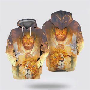 Jesus Praying Lion Dove All Over Print Hoodie Shirt Christian Gift For Believers 3 hwqtox.jpg