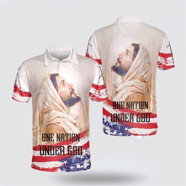 Jesus Protrait One Nation Under God Polo Shirts – Gifts For Christian Families