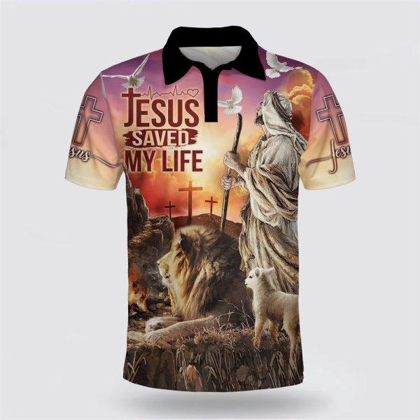 Jesus Saved My Life Lamb And Lion Polo Shirt – Gifts For Christian Families