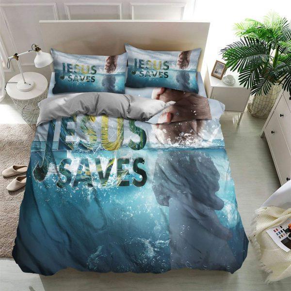 Jesus Saves Christian Quilt Bedding Set – Christian Gift For Believers