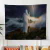 Jesus Standing On The Rock Shore Of A Stormy Sea Tapestry Art – Tapestries Gifts For Christian Families