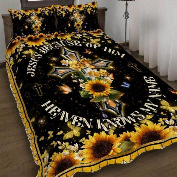 Jesus Sunflower Quilt Bedding Set – Christian Gift For Believers