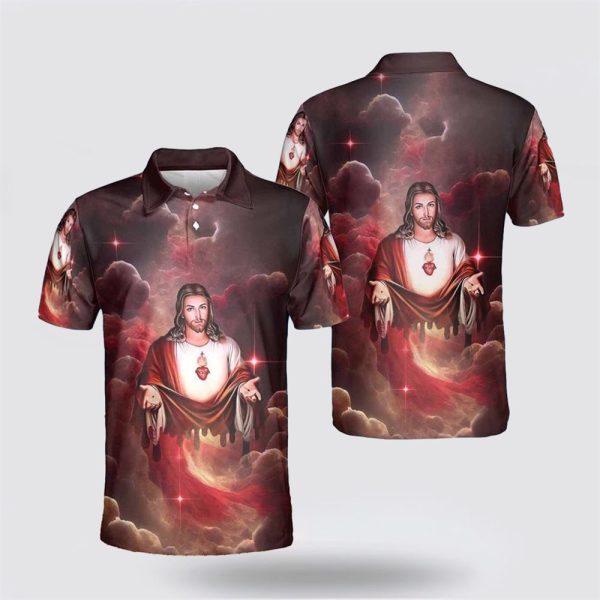 Jesus Take My Hand Red Cloud Galaxy Polo Shirts – Gifts For Christian Families