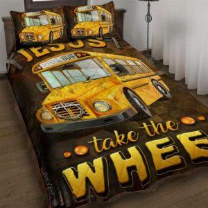 Jesus Take The Wheel School Bus Quilt Bedding Set Christian Gift For Believers 1 y4p9m7.jpg