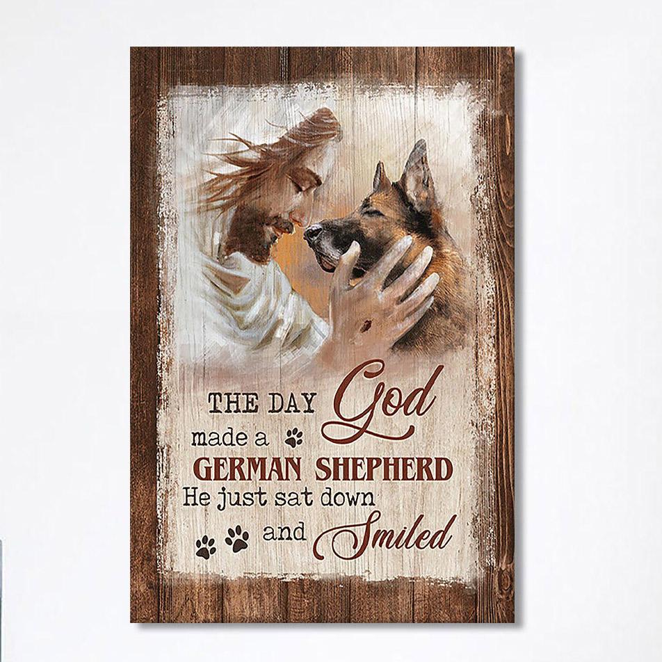 Jesus The Day God Made A German Shepherd Canvas – Christian Wall Art Canvas – Religious Home Decor Jesus The Day God Made A German Shepherd Canvas – Christian Wall Art Canvas – Religious Home Decor