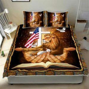 Jesus The Lamb And The Lion Patriot Quilt Bedding Set Christian Gift For Believers 2 f1m7rx.jpg