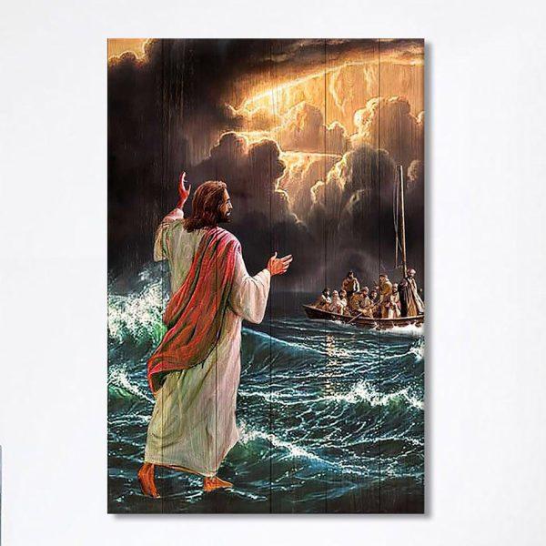 Jesus Walking On Water Canvas Art – Christian Art – Bible Verse Wall Art – Religious Home Decor