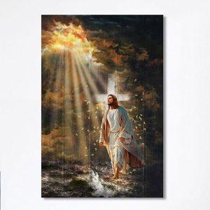 Jesus Walking On Water Yellow Butterfly Canvas Art Christian Art Bible Verse Wall Art Religious Home Decor blxyoj.jpg