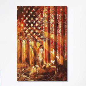 Jesus Walking With The Lambs In Forest Canvas Art Christian Art Bible Verse Wall Art Religious Home Decor sqq0jr.jpg