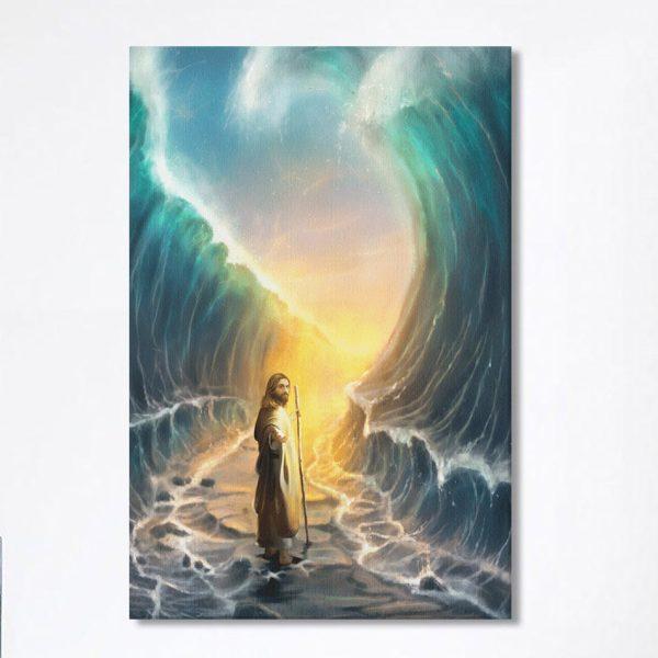 Jesus Walks On Water Canvas – God Will Make A Way For You Canvas Prints – Jesus Christ Canvas Art – Christian Wall Decor