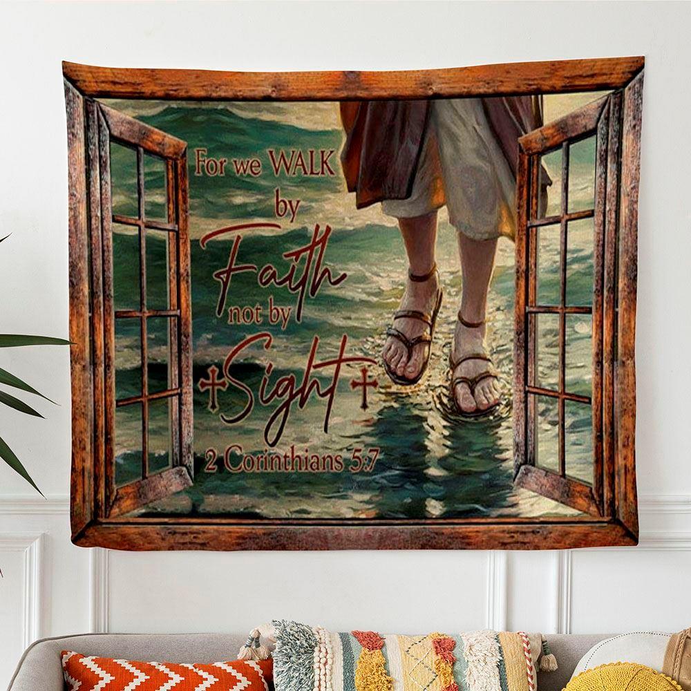 Jesus Walks On Water Walk By Faith Not By Sight Tapestry Wall Art – Tapestries Gifts For Christian Families