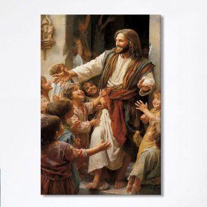 Jesus Was Surrounded By Children Canvas Prints Jesus Canvas Art Christian Wall Art Canvas Decor fc9hyh.jpg