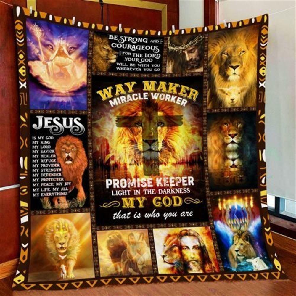 Jesus Way Maker Miracle Worker Lion Christian Quilt Blanket – Christian Gift For Believers Jesus Way Maker Miracle Worker Lion Christian Quilt Blanket – Christian Gift For Believers