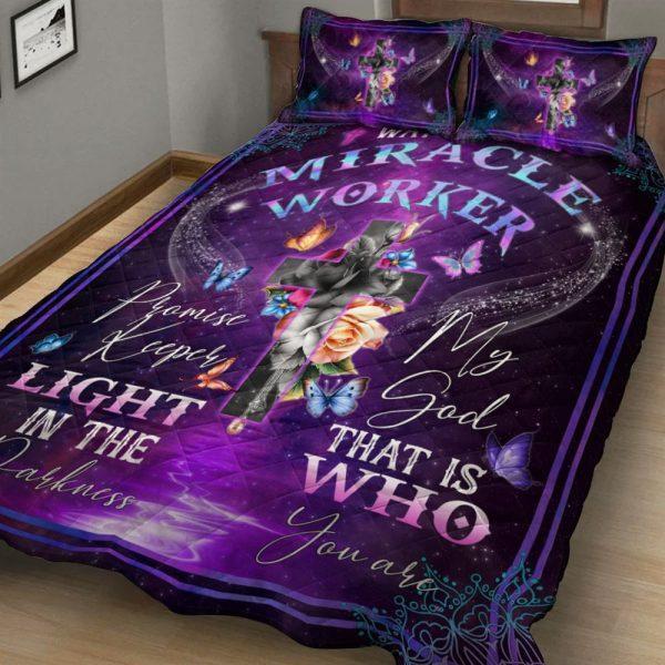 Jesus Way Maker Miracle Worker Promise Keeper Quilt Bedding Set – Christian Gift For Believers