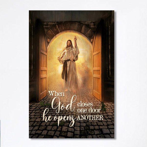 Jesus When God Closes One Door Canvas Wall Art – Christian Canvas Prints – Bible Verse Canvas Art