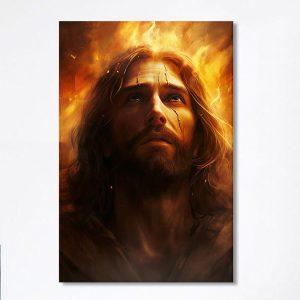 Jesus With Fire Canvas Prints Jesus Canvas Art Christian Wall Art Canvas Decor rf9tz7.jpg