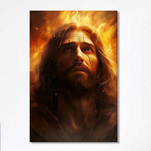 Jesus With Fire Canvas Prints – Jesus Canvas Art – Christian Wall Art Canvas Decor
