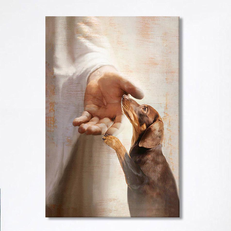 Jesus’s Hand Dachshund Dog Canvas Wall Decor – Christian Wall Art Canvas – Gift For Dog Lover Jesus’s Hand Dachshund Dog Canvas Wall Decor – Christian Wall Art Canvas – Gift For Dog Lover