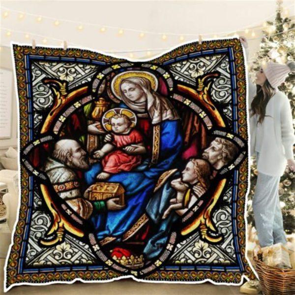 Jesuss Presentation Stained Glass Christian Quilt Blanket – Christian Gift For Believers