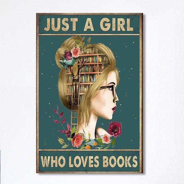 Just A Girl Who Loves Books Canvas Wall Art