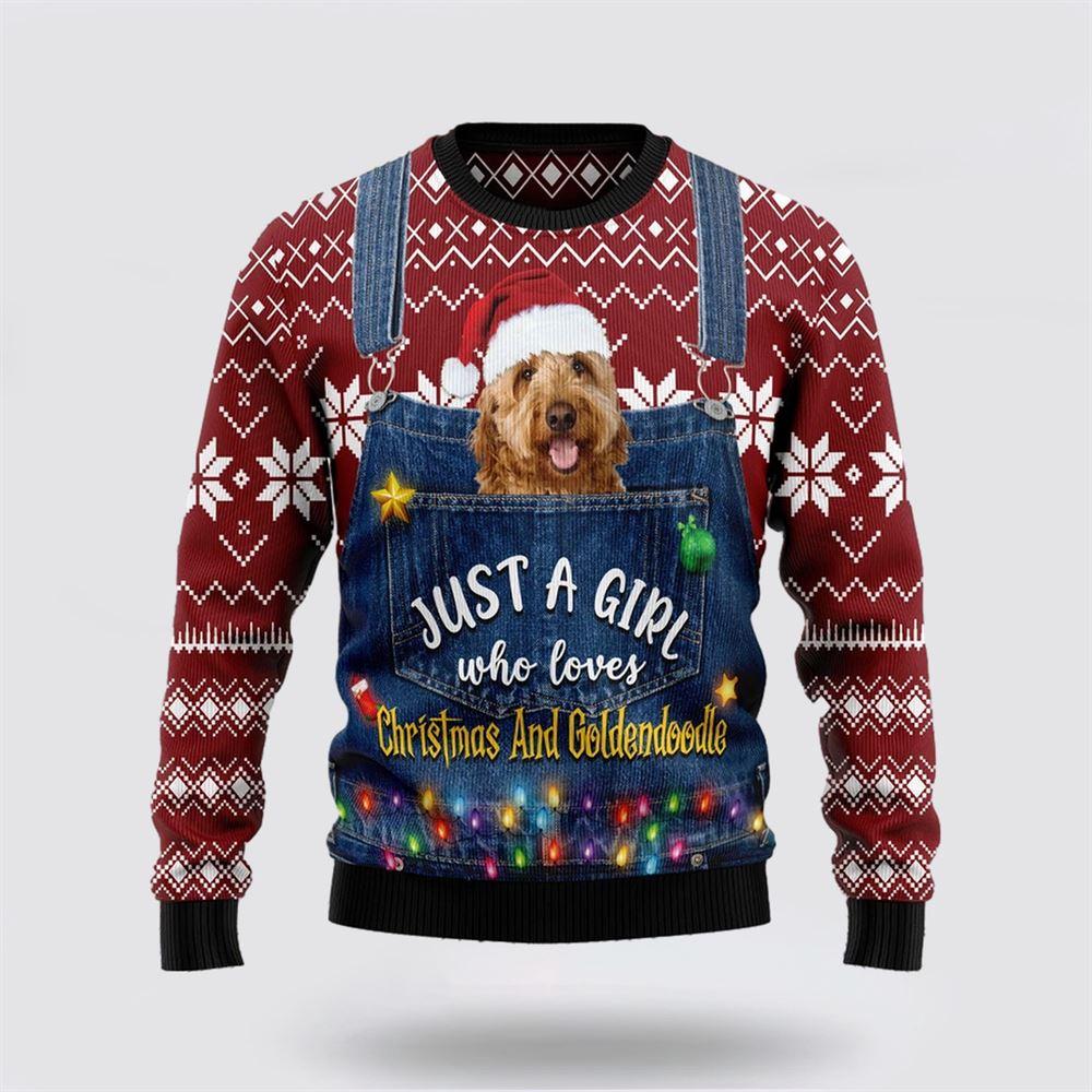 Just A Girl Who Loves Christmas And Goldendoodle Ugly Christmas Sweater – Pet Lover Christmas Sweater Just A Girl Who Loves Christmas And Goldendoodle Ugly Christmas Sweater – Pet Lover Christmas Sweater