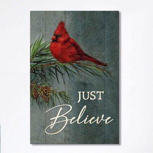 Just Believe Pretty Cardinal Pine Cone Tree Wall Art Canvas Bible Verse Canvas Art Christian Wall Art Canvas Home Decor ekw3bu.jpg