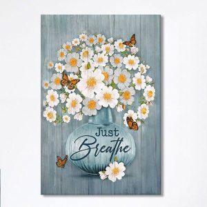 Just Breathe Apricot Blossom Monarch Butterfly Flower Canvas Wall Art Christian Canvas Prints Bible Verse Canvas Art hco9uw.jpg