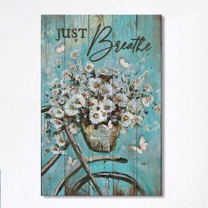 Just Breathe Bicycle Daisy Vase White Butterfly Canvas Art Christian Art Bible Verse Wall Art Religious Home Decor jproom.jpg