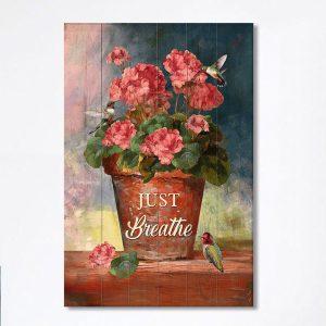 Just Breathe Flowerpot Hummingbird Canvas Wall Art Bible Verse Canvas Art Christian Home Decor lnnayl.jpg
