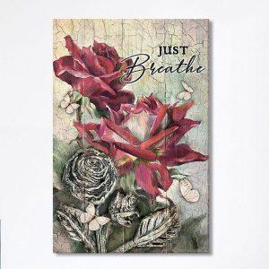 Just Breathe Red Rose Butterfly Canvas Wall Art Bible Verse Canvas Art Christian Home Decor z0hgwb.jpg