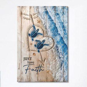 Just Have Faith Blue Turtle Canvas Wall Art Bible Verse Canvas Art Christian Home Decor rp3vrg.jpg