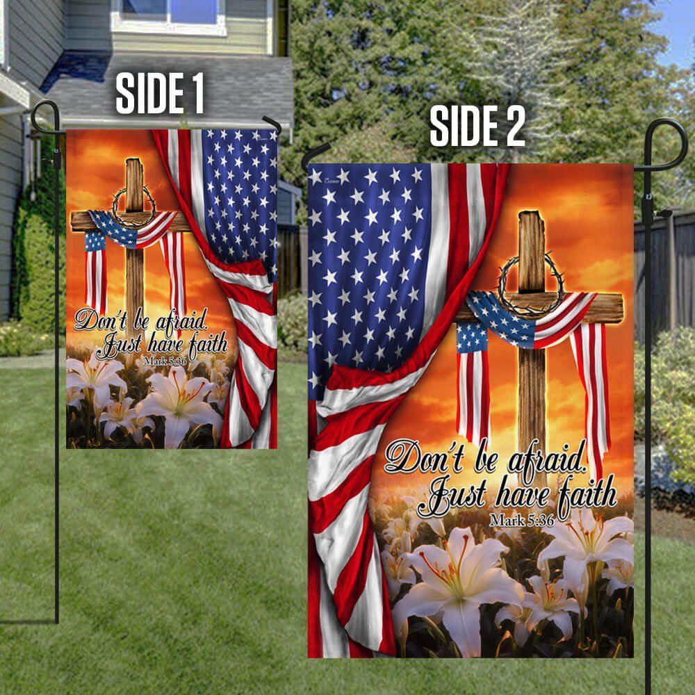 Just Have Faith The Old Rugged Cross. Christian Cross American Flag – Christian Flag Outdoor Decoration