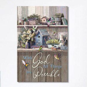 Kitchen Flowers Hummingbird With God All Things…