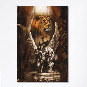 Knight Lion Of Judah Jesus On The Cross Canvas Lion Canvas Print Christian Wall Art Canvas Religious Home Decor dgtg9z.jpg