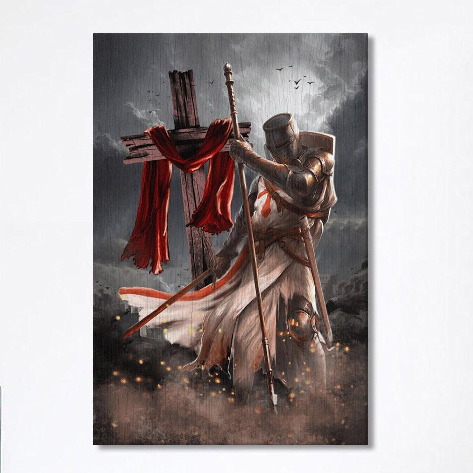 Knight Templar And Cross Jesus Canvas Prints – Jesus Christ Canvas Art – Christian Wall Decor